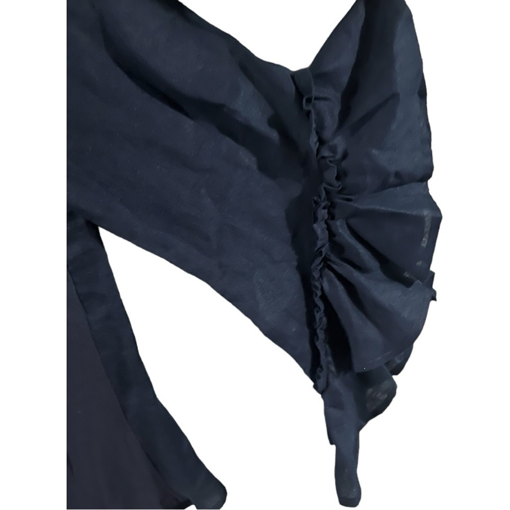 NWT INC Ruffle-Sleeve Linen-Blend Top Sz M - Picture 4 of 8